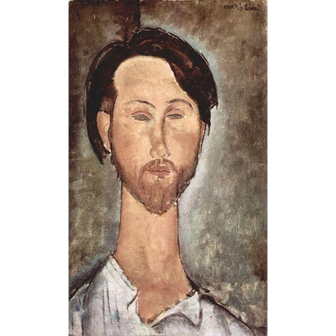 Portrait of Leopold Zborowski White Modern Wood Framed Art Print by Modigliani, Amedeo