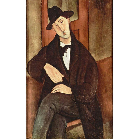 Portrait of Mario Varfogli, 1919 Gold Ornate Wood Framed Art Print with Double Matting by Modigliani, Amedeo