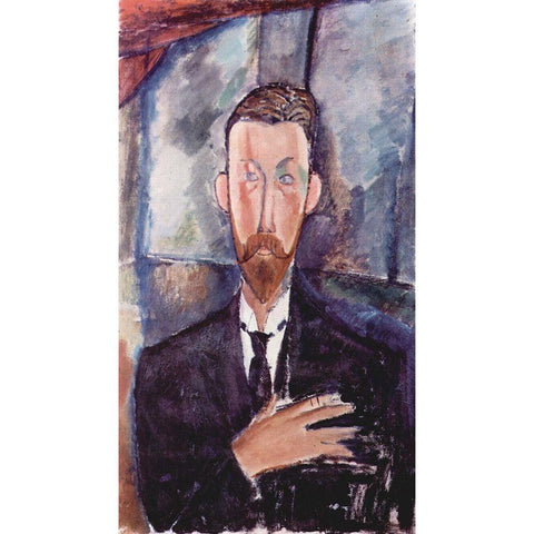 Portrait of Paul Alexander seated Black Modern Wood Framed Art Print with Double Matting by Modigliani, Amedeo