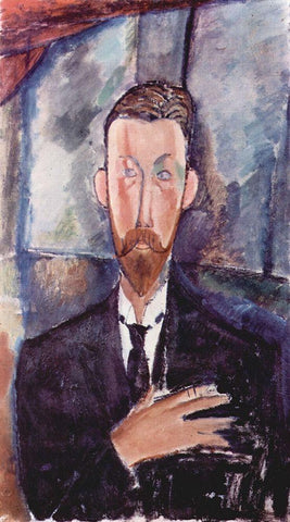 Portrait of Paul Alexander seated Black Ornate Wood Framed Art Print with Double Matting by Modigliani, Amedeo