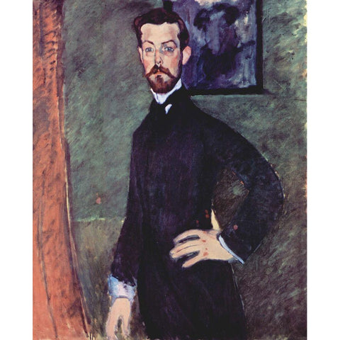 Portrait of Paul Alexander standing White Modern Wood Framed Art Print by Modigliani, Amedeo