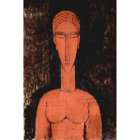 Person with eyes closed White Modern Wood Framed Art Print by Modigliani, Amedeo