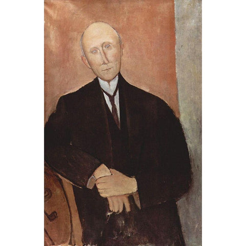 Man in black jacket Black Modern Wood Framed Art Print with Double Matting by Modigliani, Amedeo