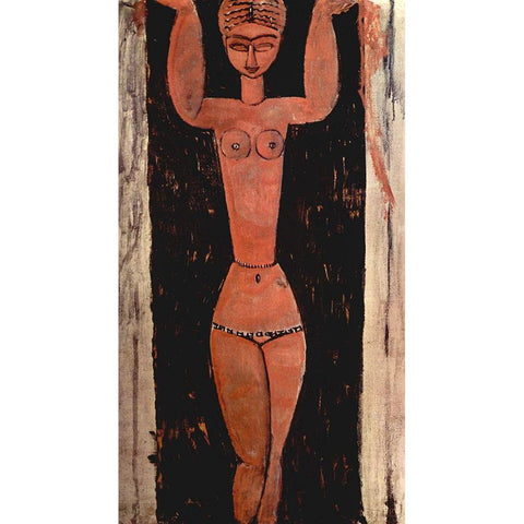 Woman in doorway White Modern Wood Framed Art Print by Modigliani, Amedeo