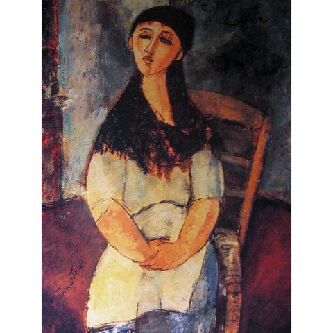 Little Louise, 1915 White Modern Wood Framed Art Print by Modigliani, Amedeo