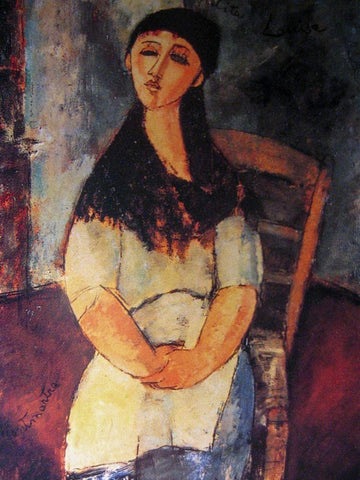 Little Louise, 1915 White Modern Wood Framed Art Print with Double Matting by Modigliani, Amedeo