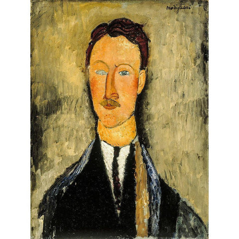 Portrait of the Artist Leopold Survage, 1918 White Modern Wood Framed Art Print by Modigliani, Amedeo