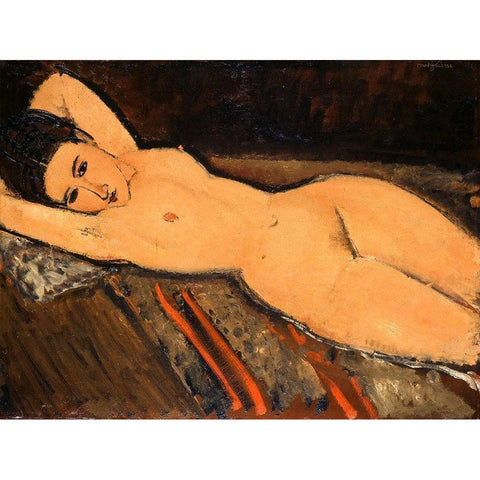 Reclining Nude (1916) Gold Ornate Wood Framed Art Print with Double Matting by Modigliani, Amedeo