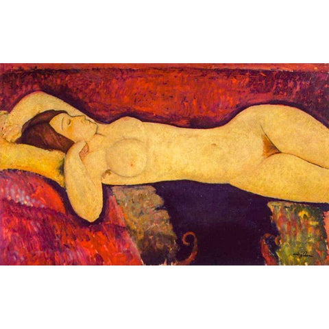 Reclining Nude (1919) Black Modern Wood Framed Art Print with Double Matting by Modigliani, Amedeo