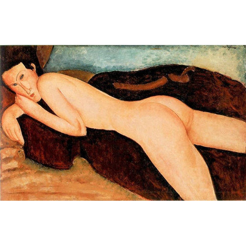 Reclining Nude from the Back White Modern Wood Framed Art Print by Modigliani, Amedeo