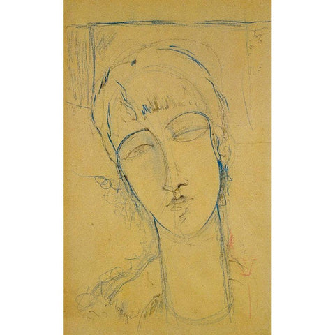 Ritratto di Donna Rossa Black Modern Wood Framed Art Print with Double Matting by Modigliani, Amedeo