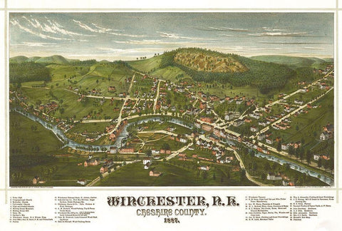 Winchester-New Hampshire White Modern Wood Framed Art Print with Double Matting by Vintage Maps