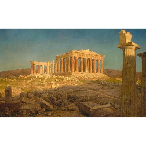 The Parthenon Black Modern Wood Framed Art Print with Double Matting by Church, Frederic Edwin