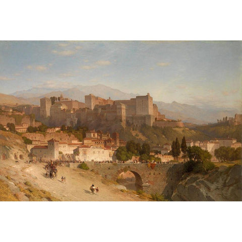 The Hill of the Alhambra, Granada White Modern Wood Framed Art Print by Colman, Samuel