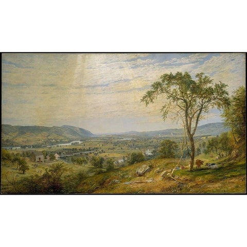 The Valley of Wyoming Black Modern Wood Framed Art Print with Double Matting by Cropsey, Jasper Francis