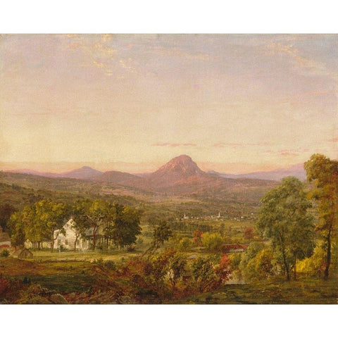 Autumn Landscape, Sugar Loaf Mountain, Orange County, New York White Modern Wood Framed Art Print by Cropsey, Jasper Francis