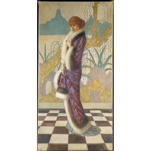 Mrs. Ethel Cushing Black Modern Wood Framed Art Print by Cushing, Howard