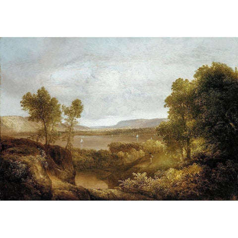 On the Hudson Black Modern Wood Framed Art Print by Doughty, ThomasÂ 