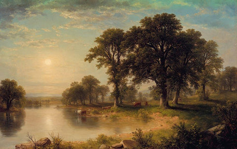 Summer Afternoon White Modern Wood Framed Art Print with Double Matting by Durand, Asher Brown