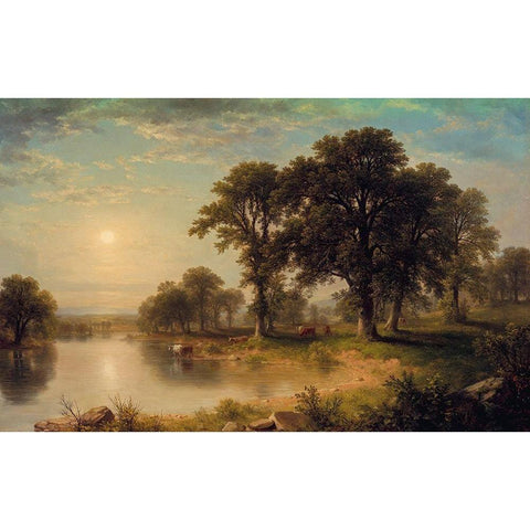 Summer Afternoon Black Modern Wood Framed Art Print by Durand, Asher Brown
