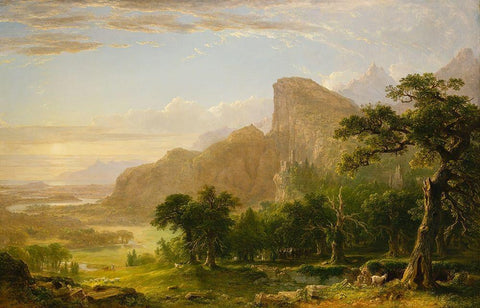 Landscapeâ€”Scene from Thanatopsis Black Ornate Wood Framed Art Print with Double Matting by Durand, Asher Brown