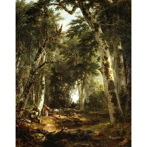 In the Woods White Modern Wood Framed Art Print by Durand, Asher Brown
