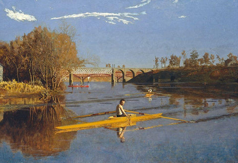 The Champion Single Sculls (Max Schmitt in a Single Scull) Black Ornate Wood Framed Art Print with Double Matting by Eakins, Thomas