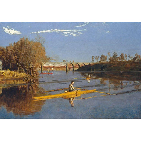 The Champion Single Sculls (Max Schmitt in a Single Scull) Black Modern Wood Framed Art Print with Double Matting by Eakins, Thomas