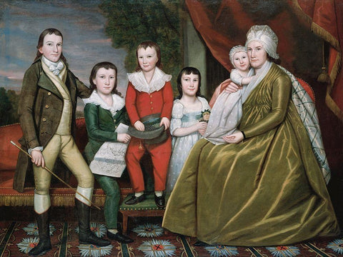 Mrs. Noah Smith and Her Children White Modern Wood Framed Art Print with Double Matting by Earl, RalphÂ 