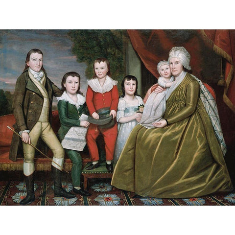 Mrs. Noah Smith and Her Children White Modern Wood Framed Art Print by Earl, RalphÂ 