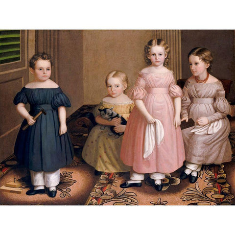 The Alling Children Gold Ornate Wood Framed Art Print with Double Matting by Eddy, Oliver Tarbell