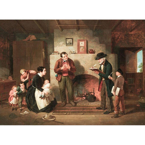 Taking the Census White Modern Wood Framed Art Print by Edmonds, Francis WilliamÂ 