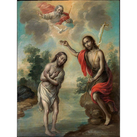 The Baptism of Christ Black Modern Wood Framed Art Print with Double Matting by EnrÃ­quez, Nicolas