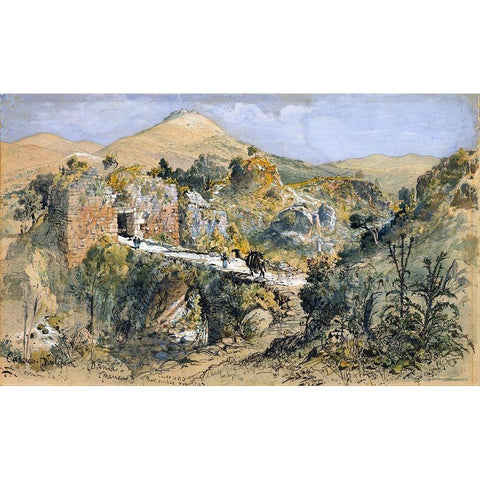 Caesarea Philippi (Banias) Gold Ornate Wood Framed Art Print with Double Matting by Fenn, Harry