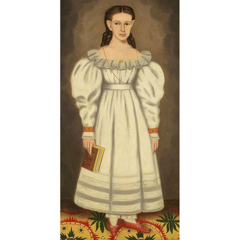 Girl of the Bangs-Phelps Family Gold Ornate Wood Framed Art Print with Double Matting by Field, Erastus Salisbury