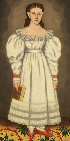 Girl of the Bangs-Phelps Family White Modern Wood Framed Art Print with Double Matting by Field, Erastus Salisbury