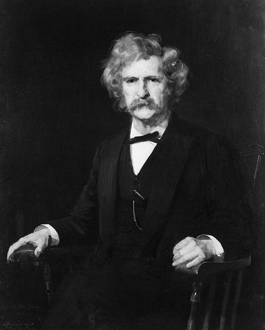 Mark Twain Black Ornate Wood Framed Art Print with Double Matting by Flagg, Charles Noel