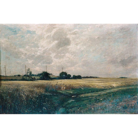 Broad Acres Black Modern Wood Framed Art Print with Double Matting by Gay, Edward