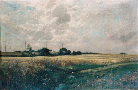 Broad Acres White Modern Wood Framed Art Print with Double Matting by Gay, Edward