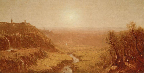 Tivoli White Modern Wood Framed Art Print with Double Matting by Gifford, Sanford Robinson