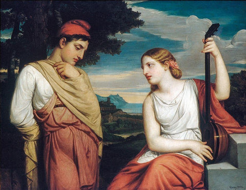 The Greek Lovers Black Ornate Wood Framed Art Print with Double Matting by Gray, Henry Peters