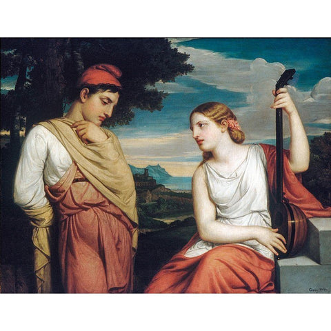 The Greek Lovers Black Modern Wood Framed Art Print by Gray, Henry Peters