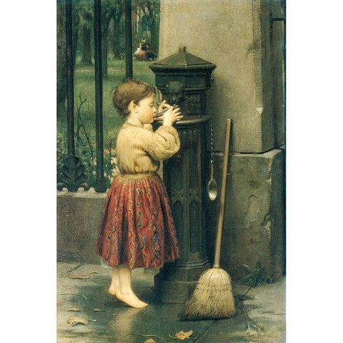 The Crossing Sweeper Black Modern Wood Framed Art Print with Double Matting by Guy, Seymour Joseph