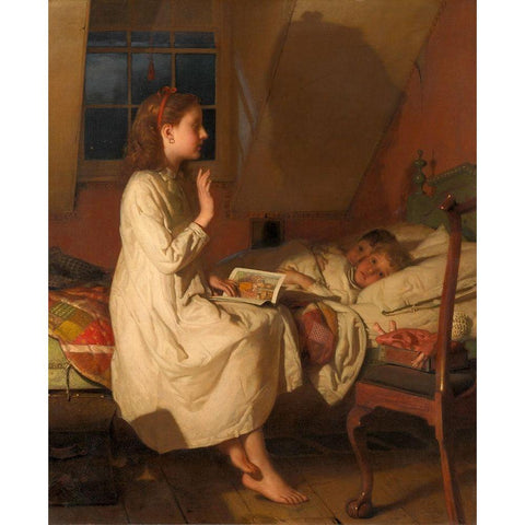 Story of Golden Locks White Modern Wood Framed Art Print by Guy, Seymour Joseph