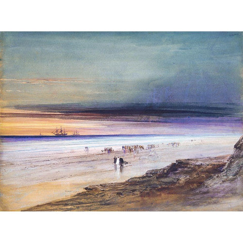 Beach Scene Gold Ornate Wood Framed Art Print with Double Matting by Hamilton, James