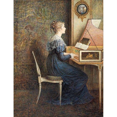 An Old Song Gold Ornate Wood Framed Art Print with Double Matting by Hennessy, William John