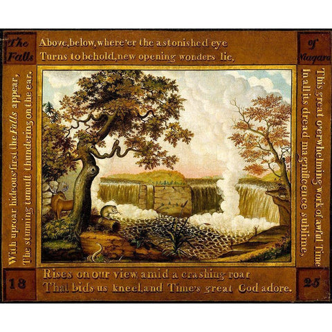 The Falls of Niagara White Modern Wood Framed Art Print by Hicks, Edward