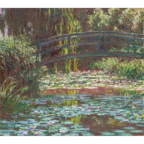 Water Lily Pond Gold Ornate Wood Framed Art Print with Double Matting by Monet, Claude