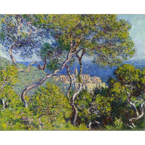 Bordighera Gold Ornate Wood Framed Art Print with Double Matting by Monet, Claude