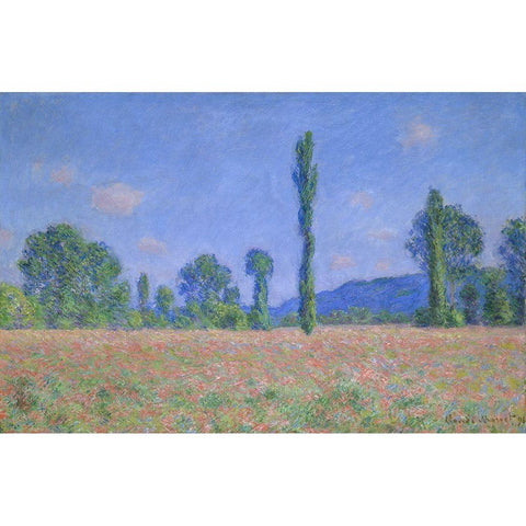 Poppy Field (Giverny) Black Modern Wood Framed Art Print with Double Matting by Monet, Claude